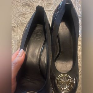 Comfortable black Tory Burch wedges size 8
